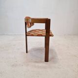 Set of 6 Italian Wooden Armchairs, 1960's