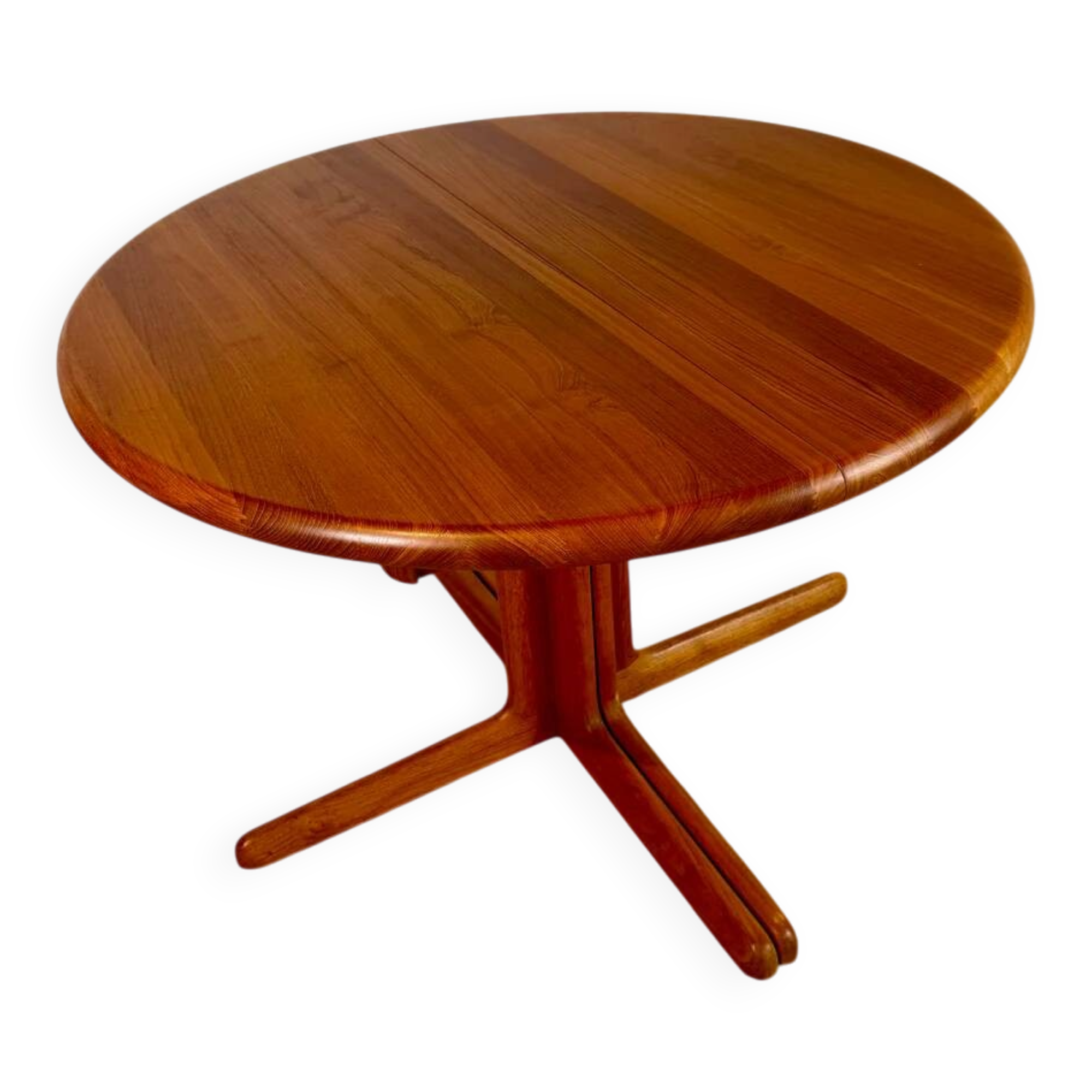 Table à manger ronde extensible en teck, années 1960