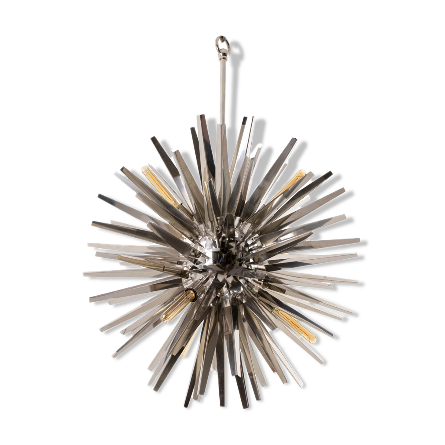 "Gregorian" chrome metal chandelier, contemporary work