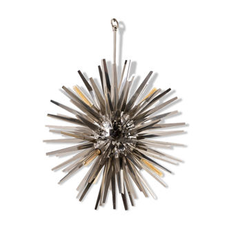 "Gregorian" chrome metal chandelier, contemporary work