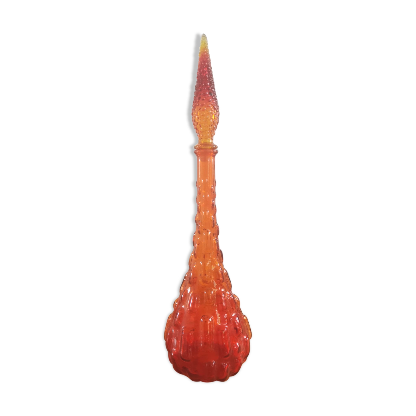 Italian carafe in Empoli glass color orange red 70