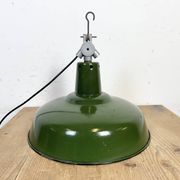 Industrial French Green Enamel Factory Pendant Lamp, 1960s