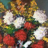 Tableau bouquet vase bleu