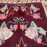 Romanian old carpet bessarabian handmade 207cm x 304cm 1960s