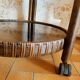Round rattan bar table on wheels