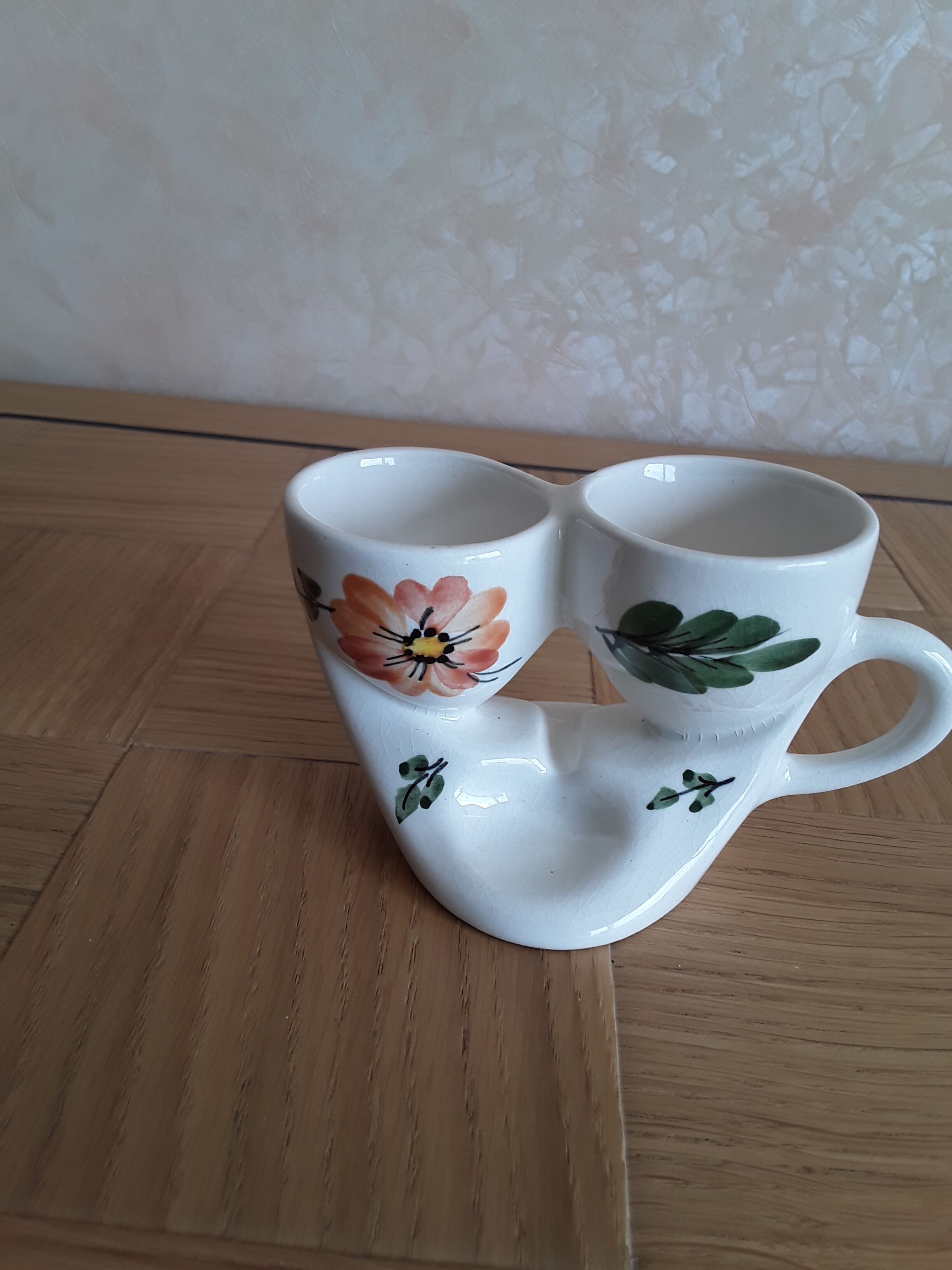 Coquetier double faïence anglaise