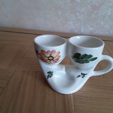 Coquetier double English earthenware