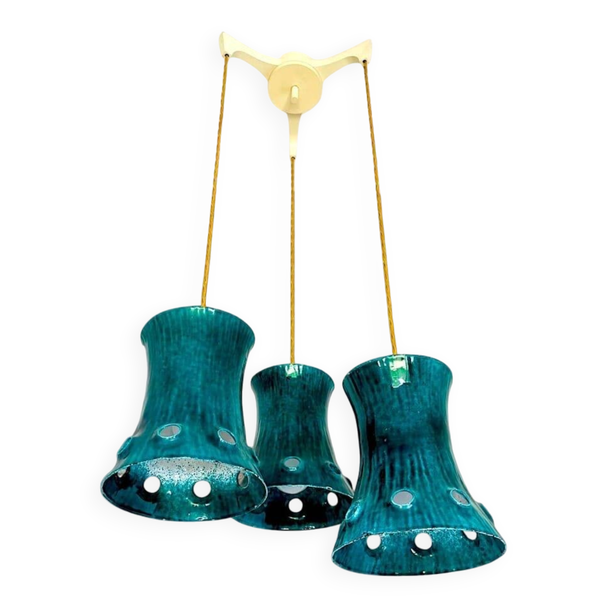 Green cast iron cascading chandelier