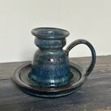 Enameled stoneware candle holder