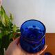 Pair of cobalt blue molded glass candle holders