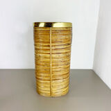 Mid-century rattan and brass bauhaus waste paper bin, france, 1960s