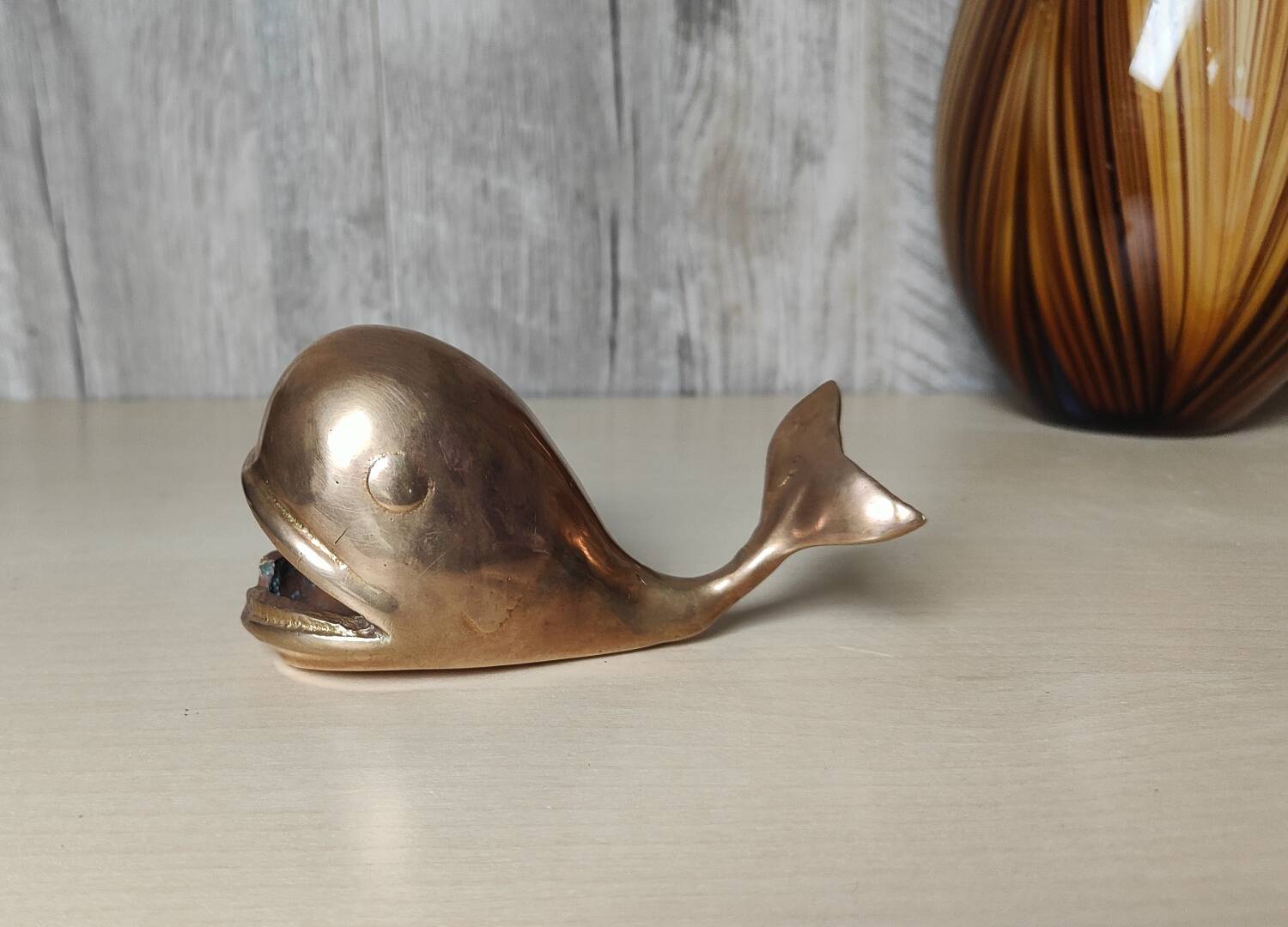 Brass whale ashtray