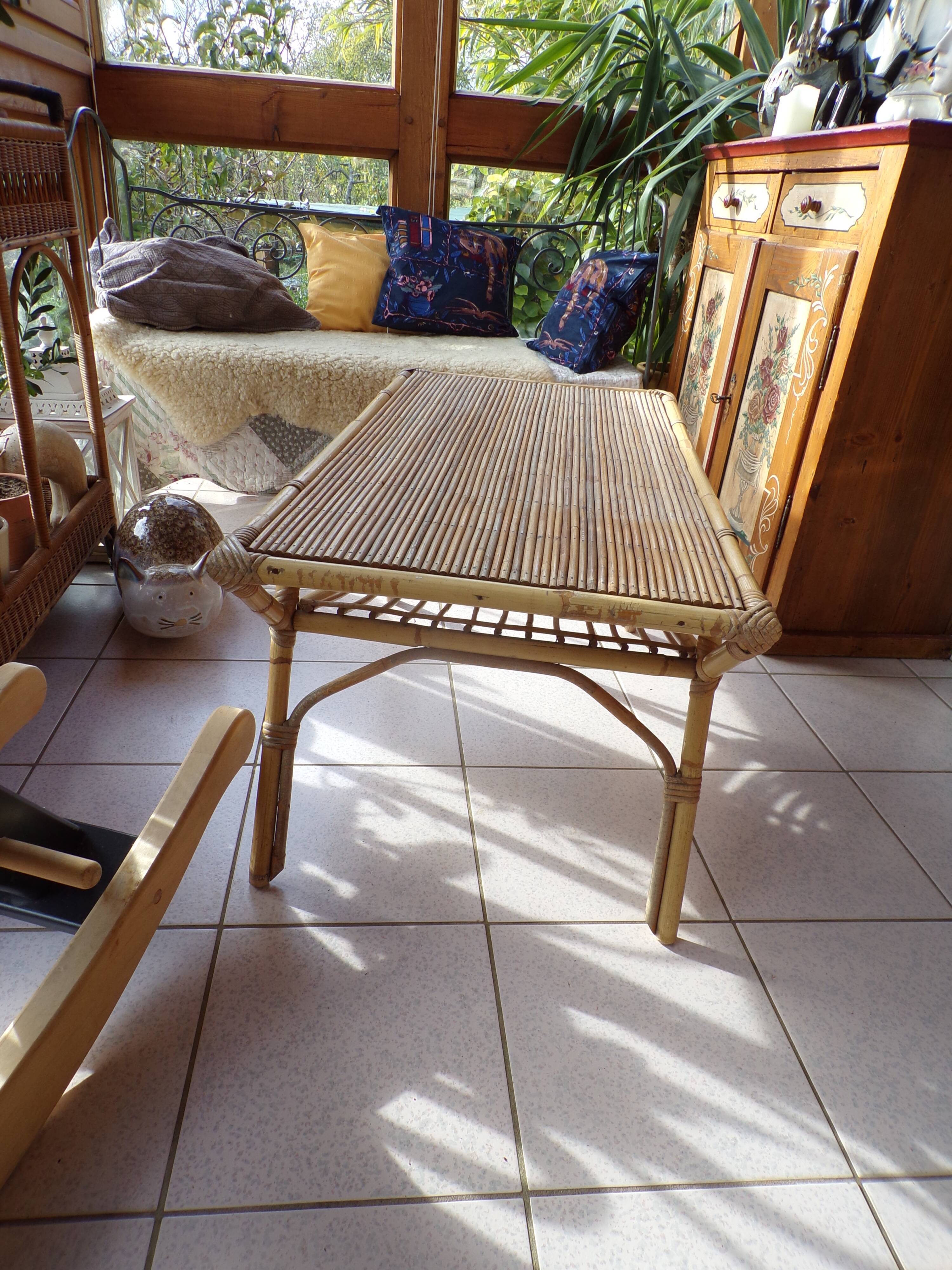Bamboo and rattan coffee table