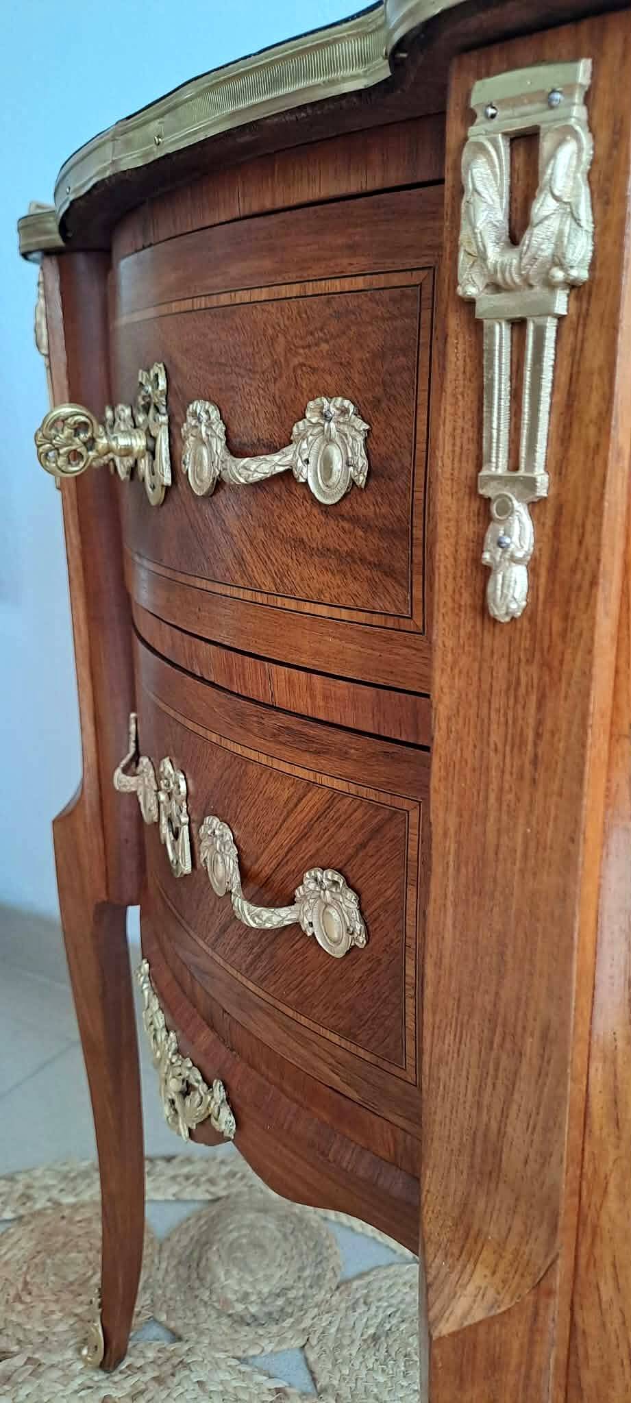 Louis XVI style marquetry bedside table