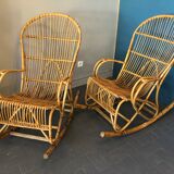 2 rattan rocking chairs