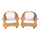 Pair of woven wicker armchairs