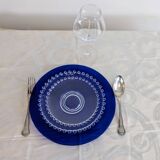Service of 6 large vintage cobalt blue glass plates by Codec.