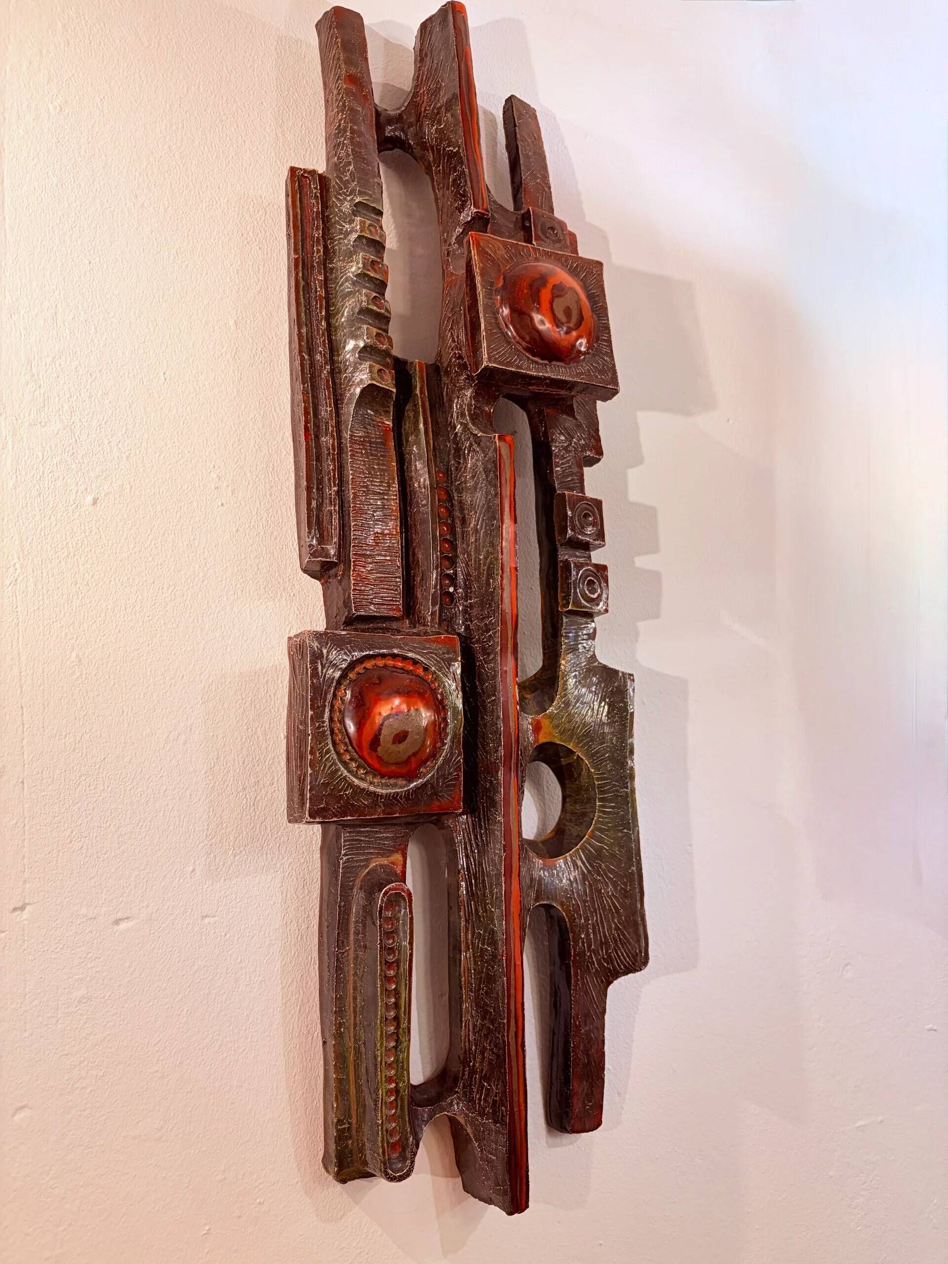 Brutalist wall sculpture, Ars Munda, German, 1970s