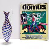 Murano Glass Pitcher Vase Ascribable to Toso with Blue and Yellow Canes