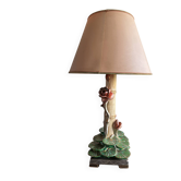Grande lampe céramique barbotine signee F.D.