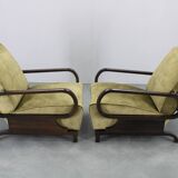 1930s rare restored adjustable Art Deco armchairs, Czechoslovakia