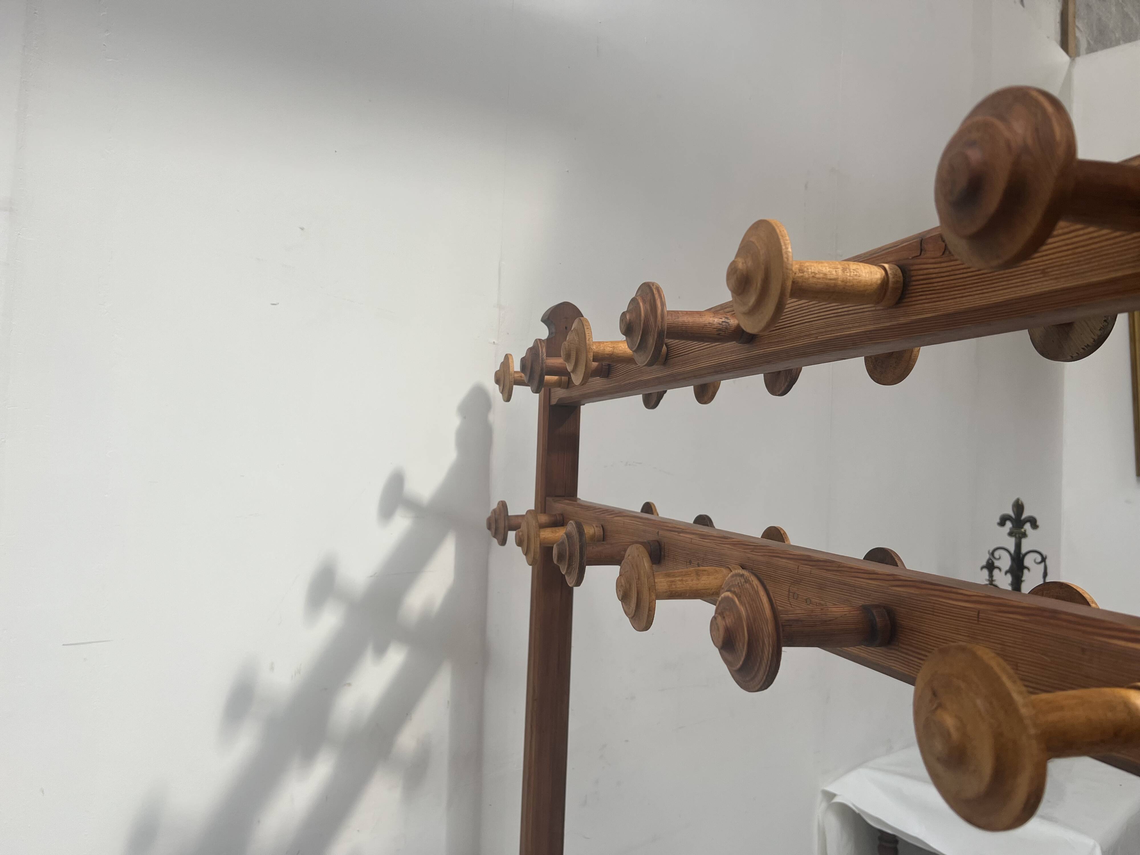 20th century solid fir hotel coat rack