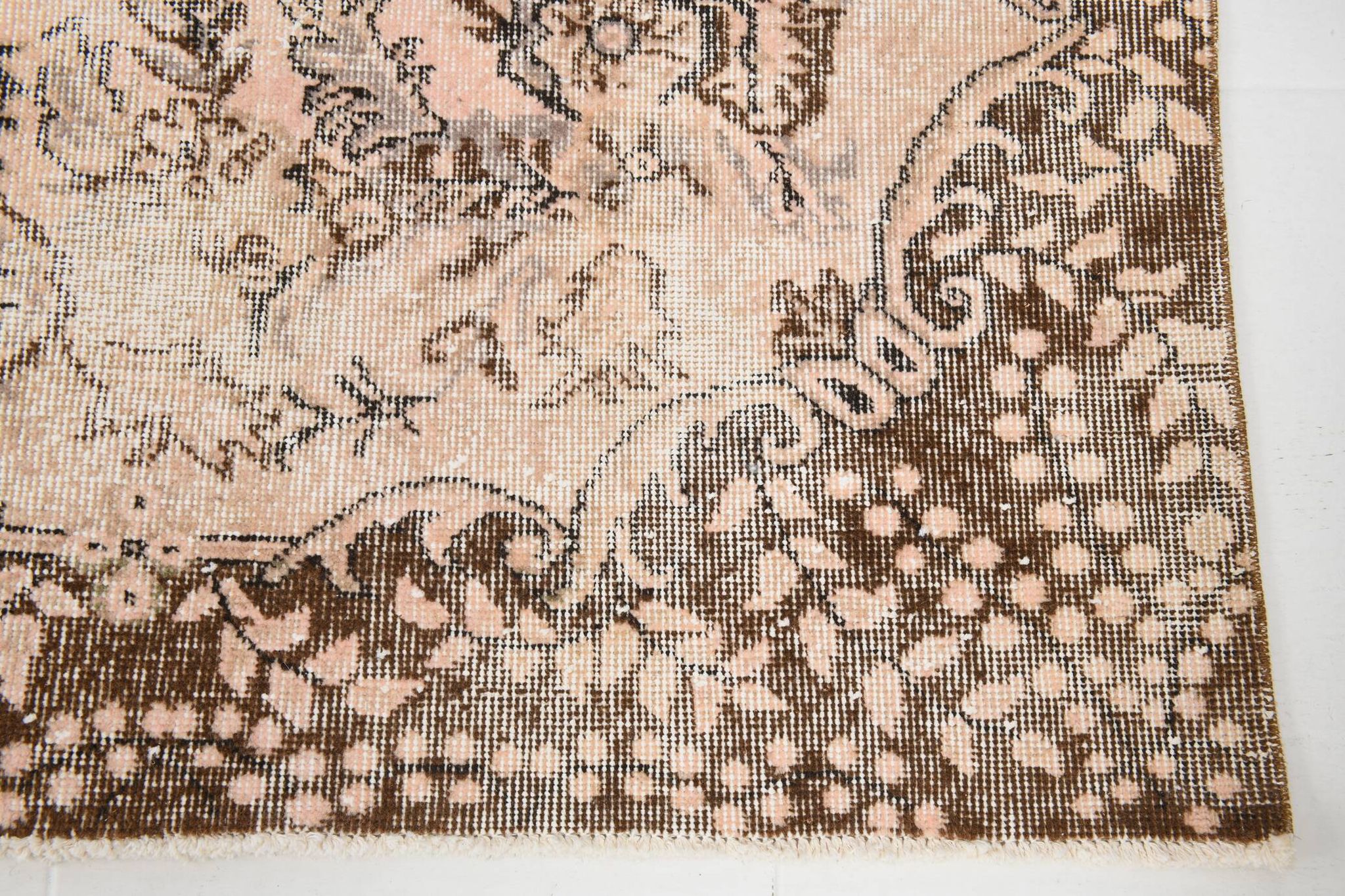 5x9 Brown Beige Classic Floral Handmade Vintage Rug, 167x283Cm SK 5465