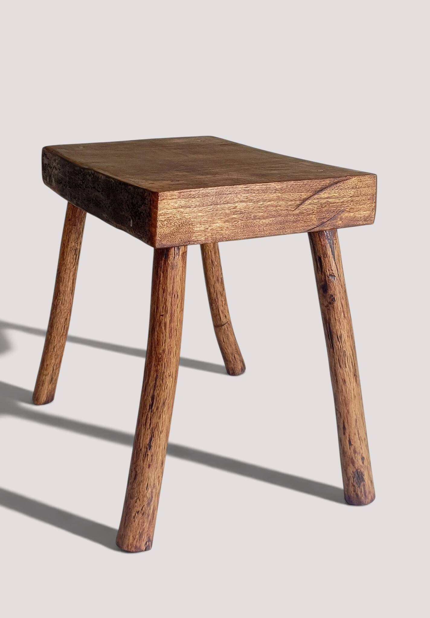 Rustic European Solid Wood Accent Side Table or Stool