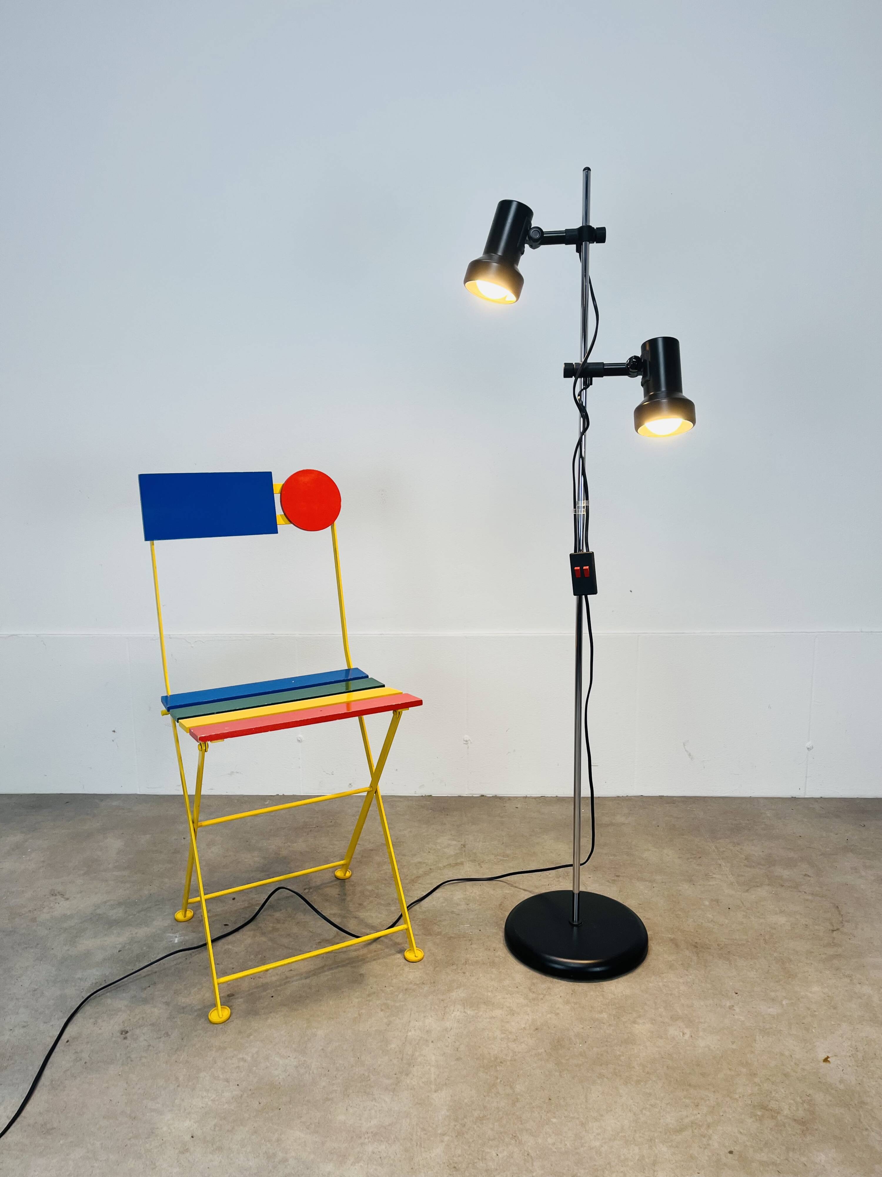 Miwi floor lamp with 2 vintage adjustable spots, black metal