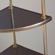 Étagère d’angle vintage 4 niveaux en bois et laiton
