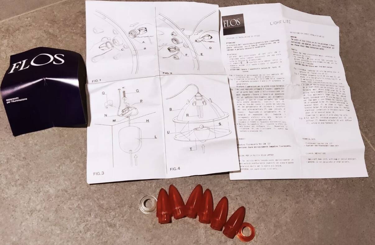 PHILIPPE STARCK LITE LIGHT SUSPENSION FLOS ITALIAN 1991 COMPLETE