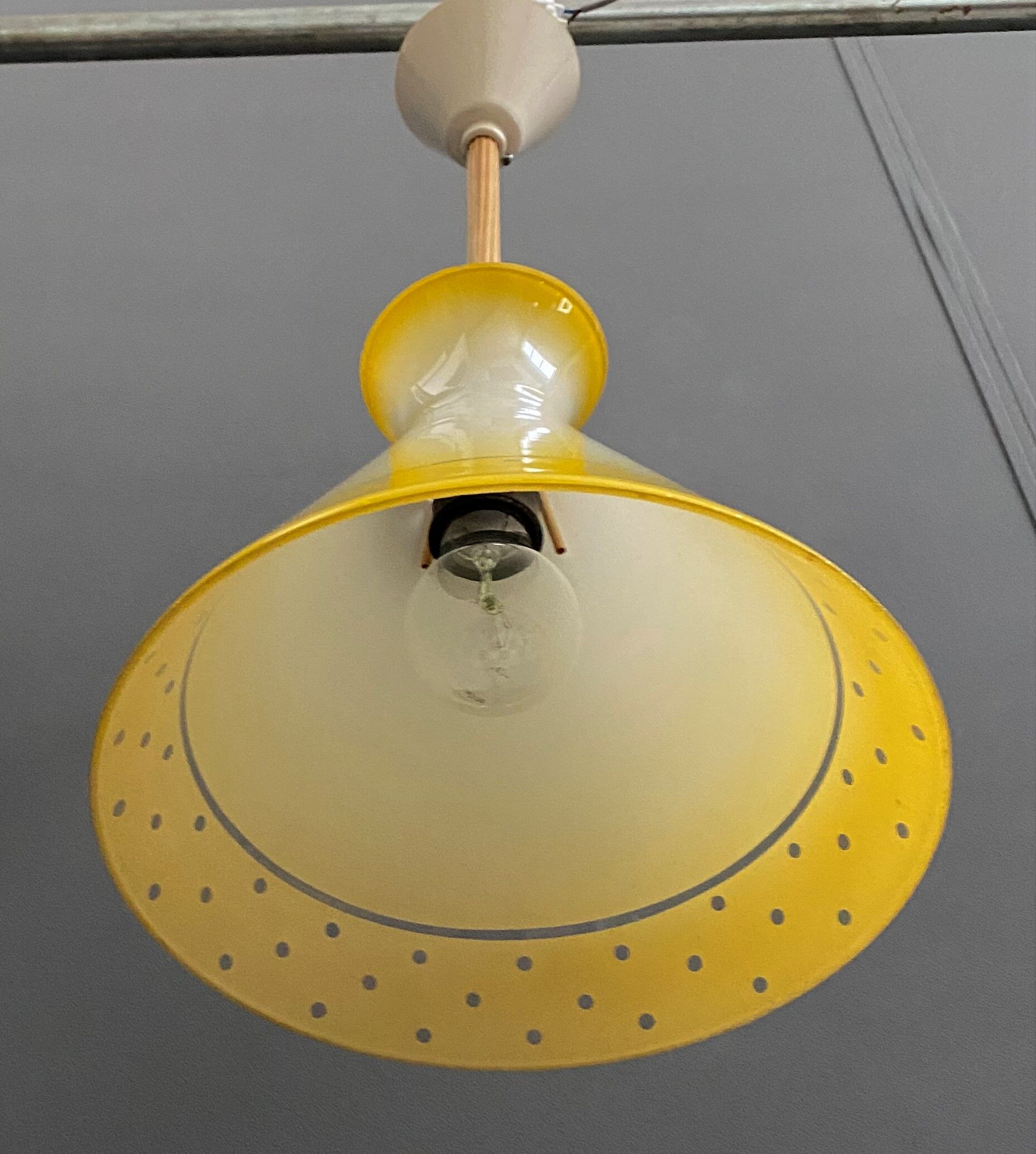 Yellow Glass pendant lamp 1960s
