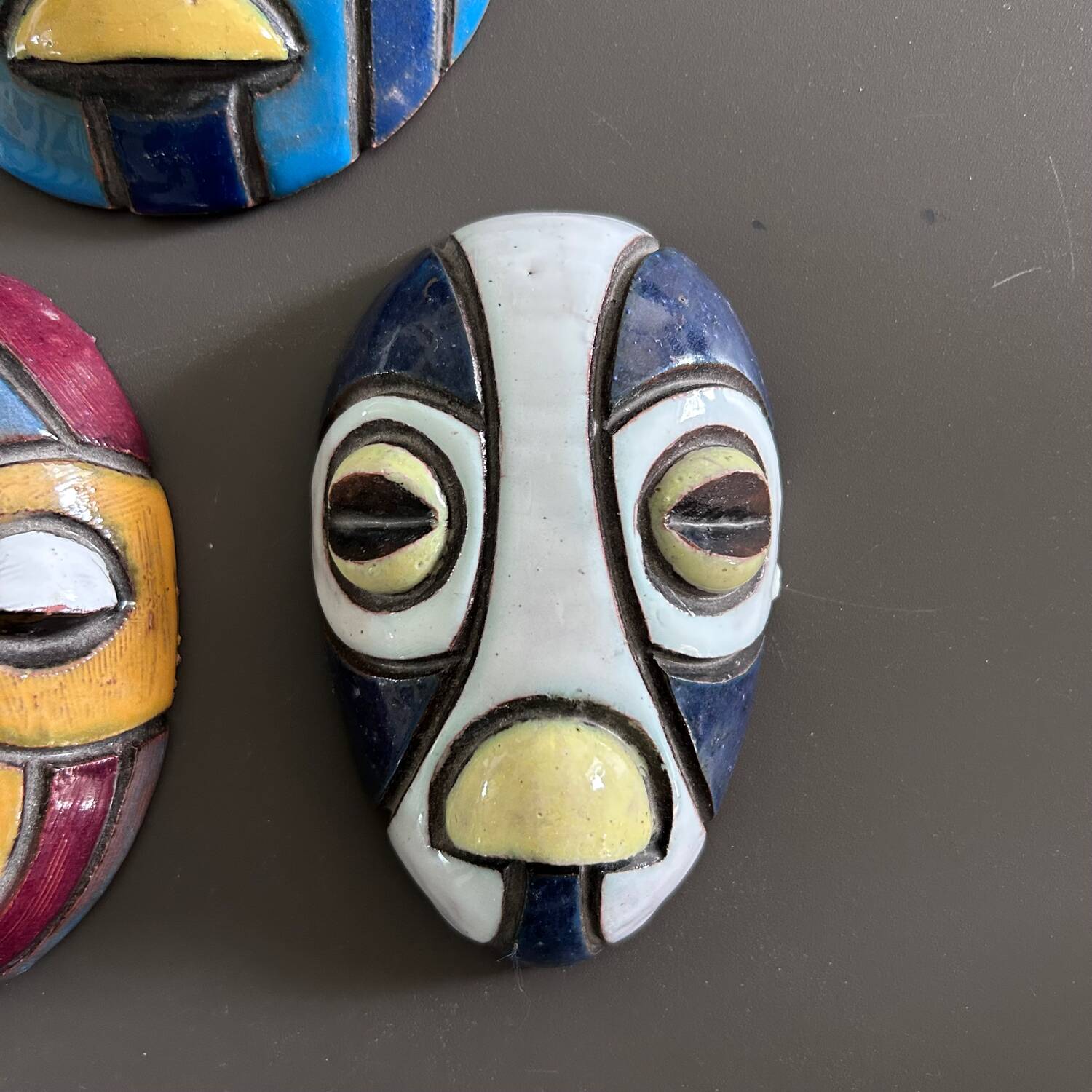 Collection of 3 African ceramic masks