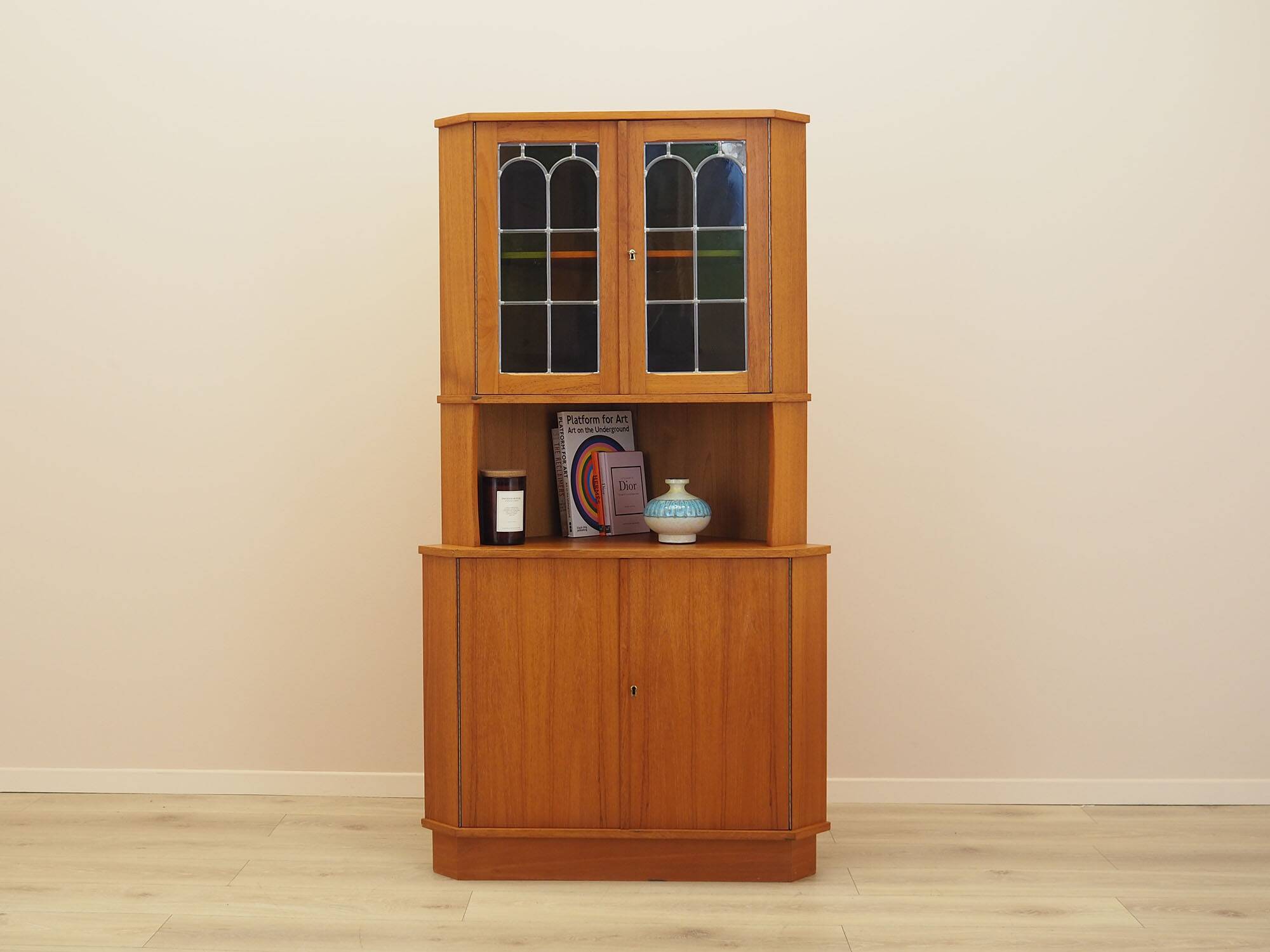 Teak corner display cabinet, Denmark, 1960s