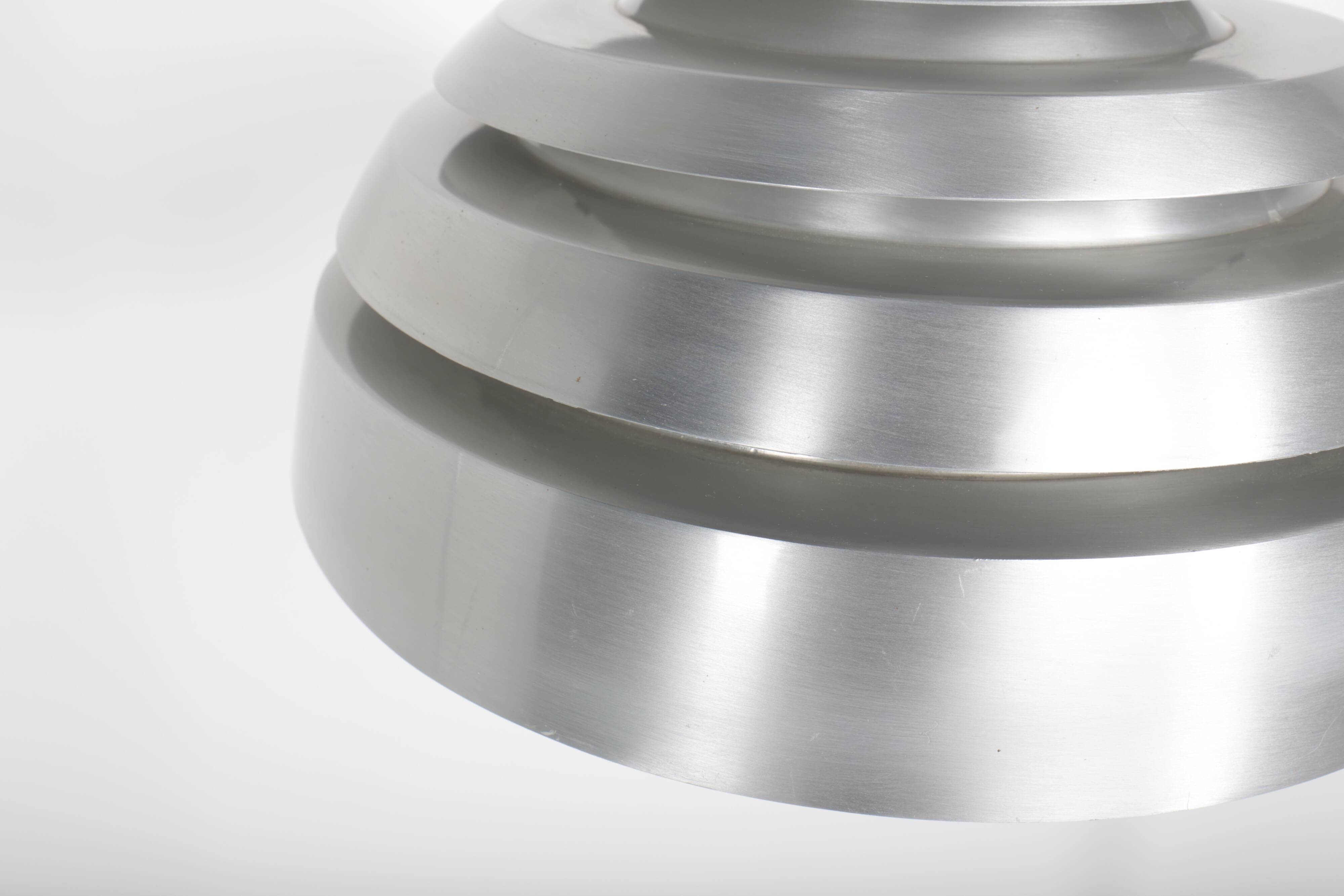 Vintage pendant light with brushed aluminum slats, 1970s