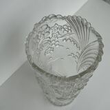 Glass vase with stylized flower pattern