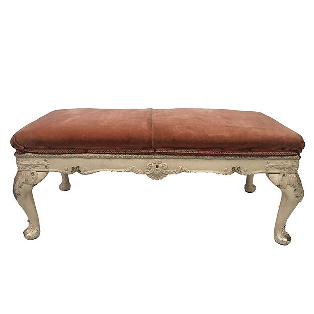 Bench in cream lacquered wood in rococo style, mid-twentieth century