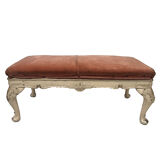 Bench in cream lacquered wood in rococo style, mid-twentieth century