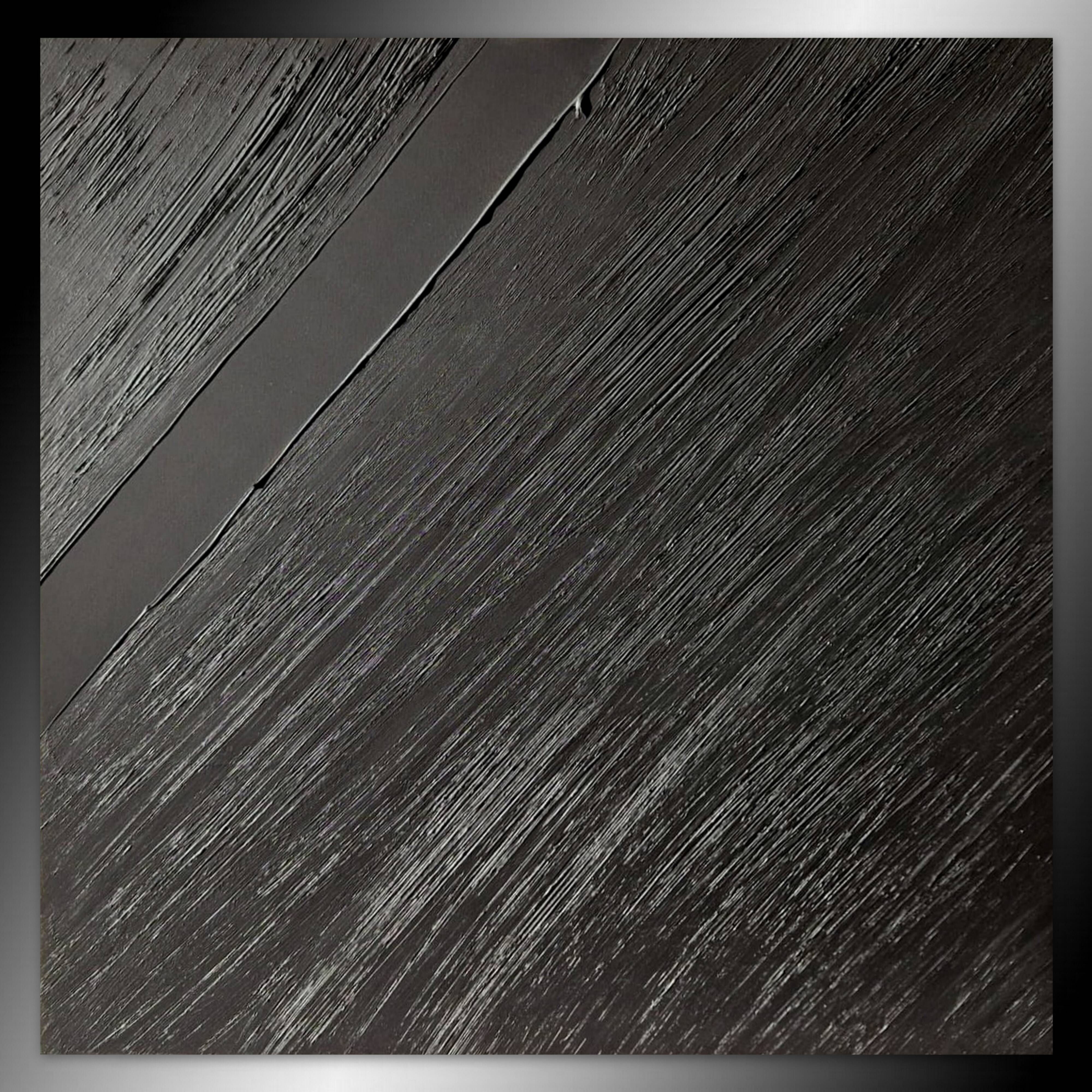 Monochrome black minimalist abstract painting