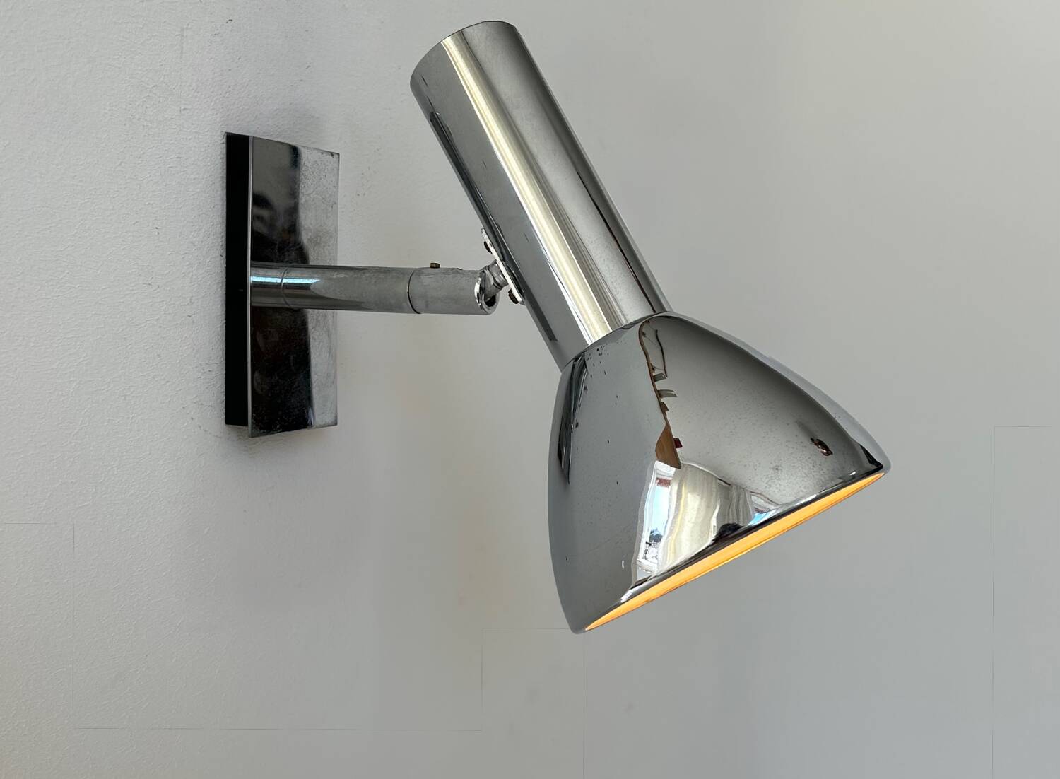 Vintage adjustable wall lamp, chrome-plated metal, France 1970