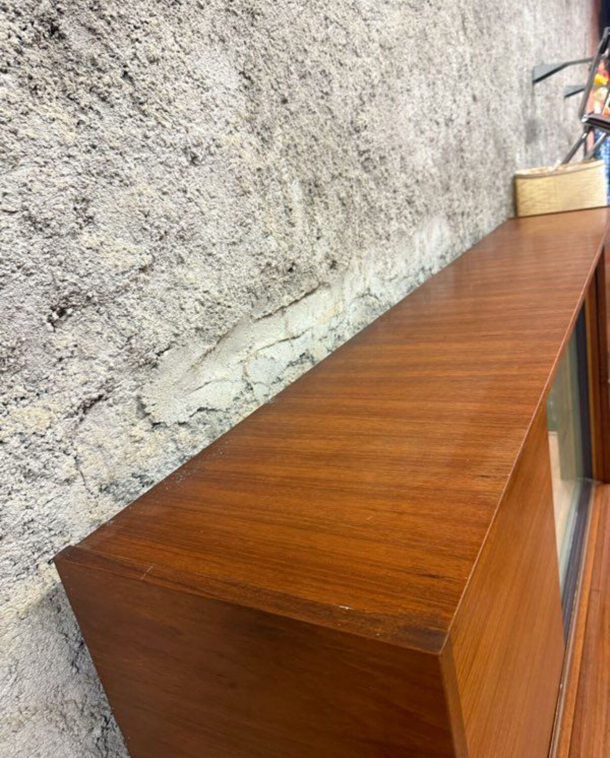 Vintage Scandinavian teak sideboard with compass feet from the 70s
