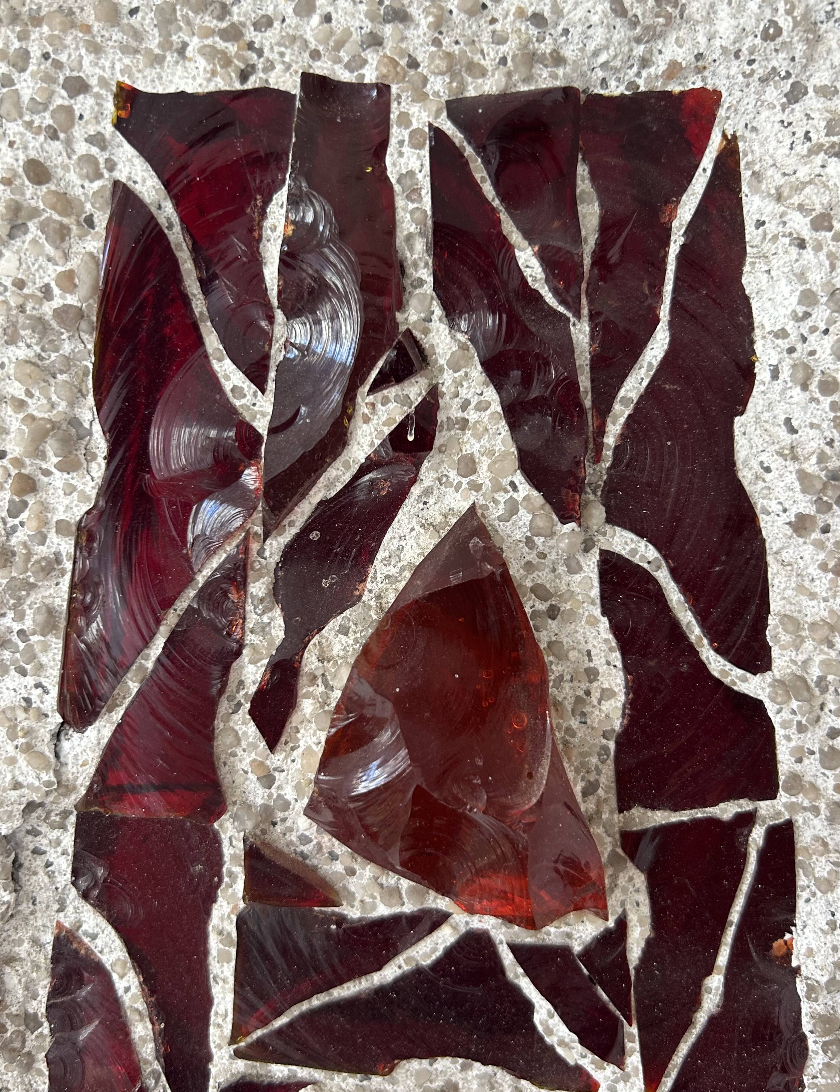 XL "stained glass" wall sconce, glass and cement, Sweden 1950