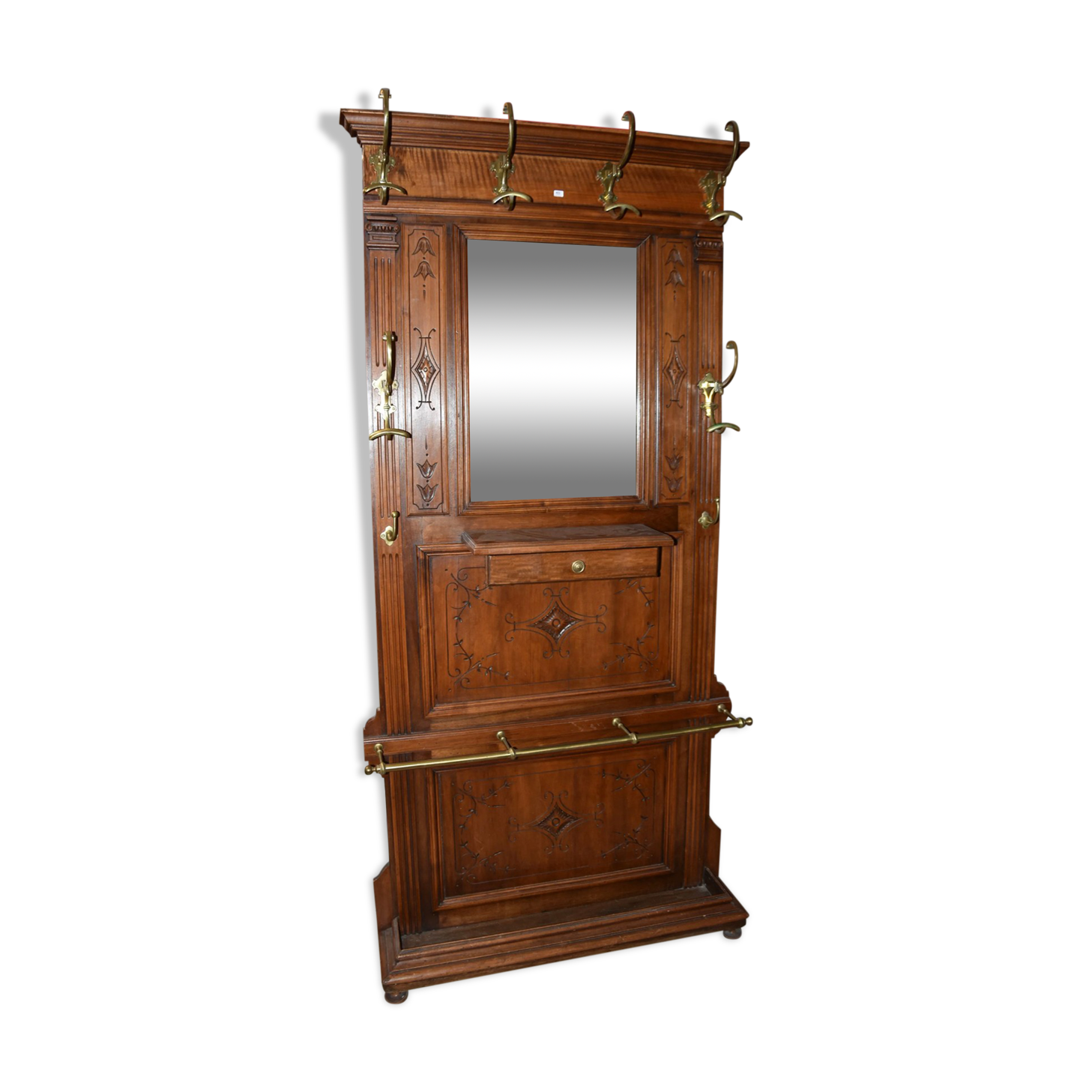 Walnut wardrobe and brass hooks 1900