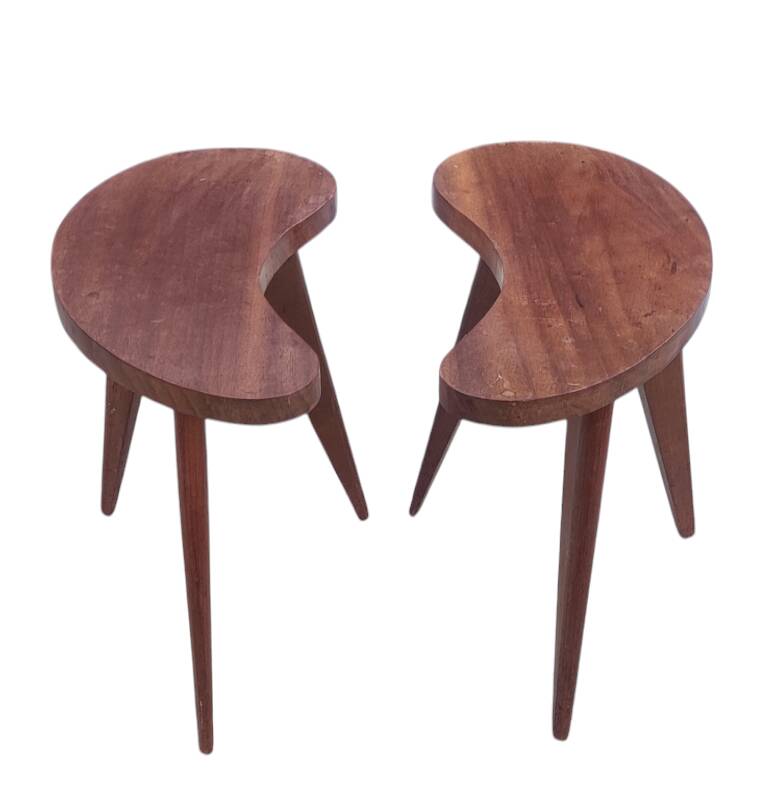 Pair of Scandinavian bean-shaped stools