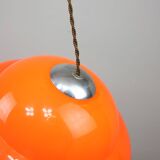 Space-age italian orange plexiglass pendant lamp