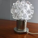 Mid Century Czech Crystal Glass Table Lamp, 1970s Chrome Base