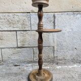 Vintage turned wood ashtray on stand - Height 55 cm - Rustic style