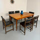 Lot of 6 Scandinavian design chairs in wood and black faux leather an70.