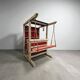 Meuble de bar XL vintage en bois massif avec banc pivotant