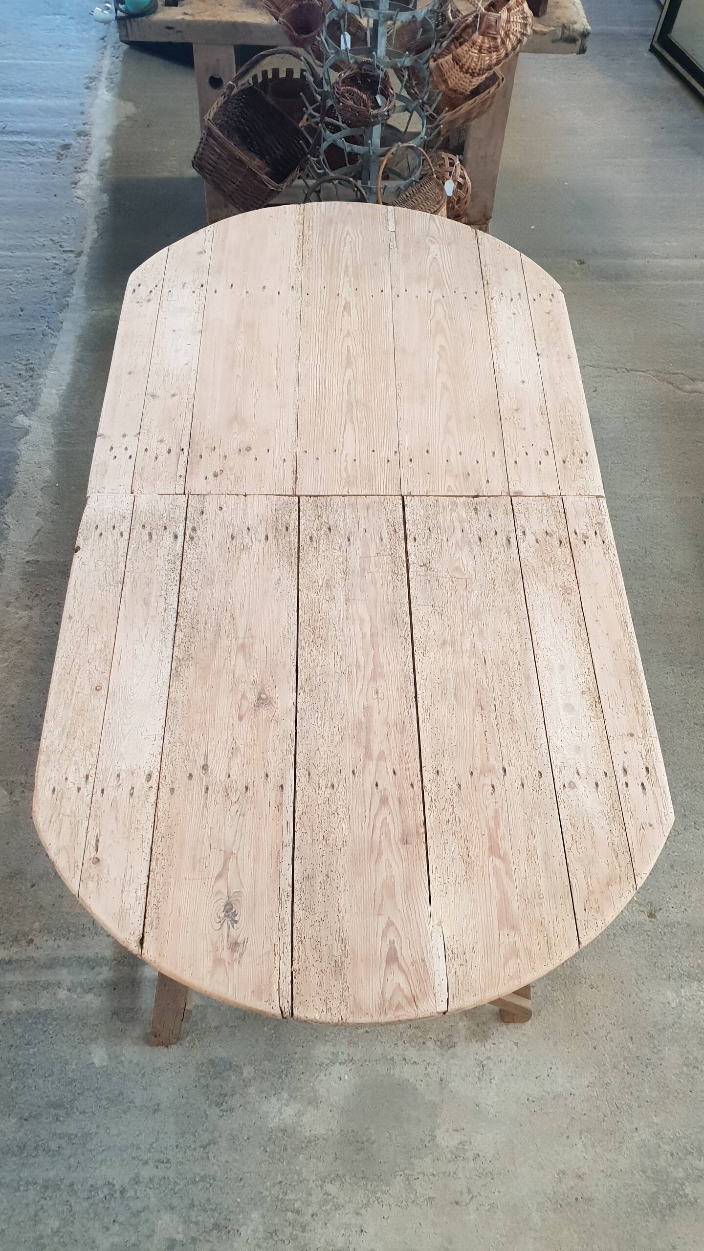 Old table on trestles